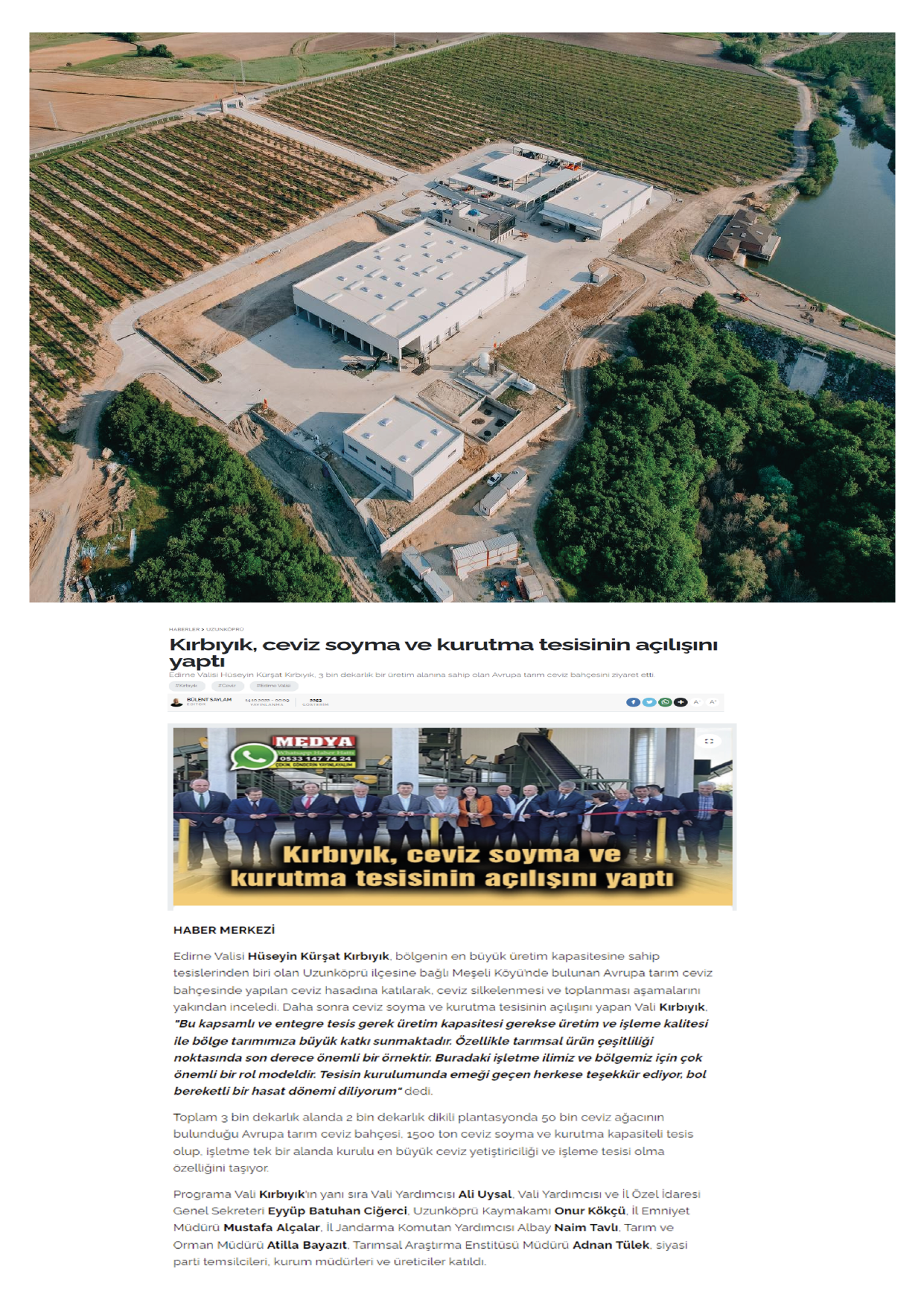 Avrupa Tarim Ceviz Isleme Tesisi Ve Ofis Binasi Insaati