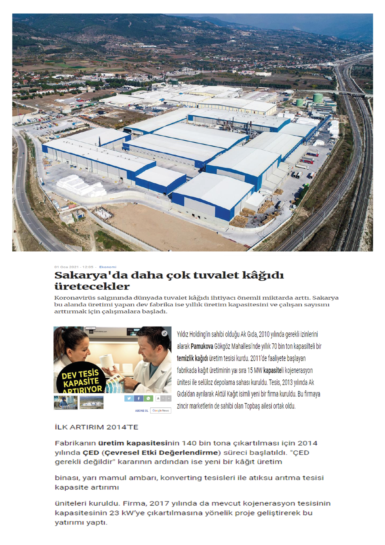 Aktul Kagit Uretim Tesisi Insaati