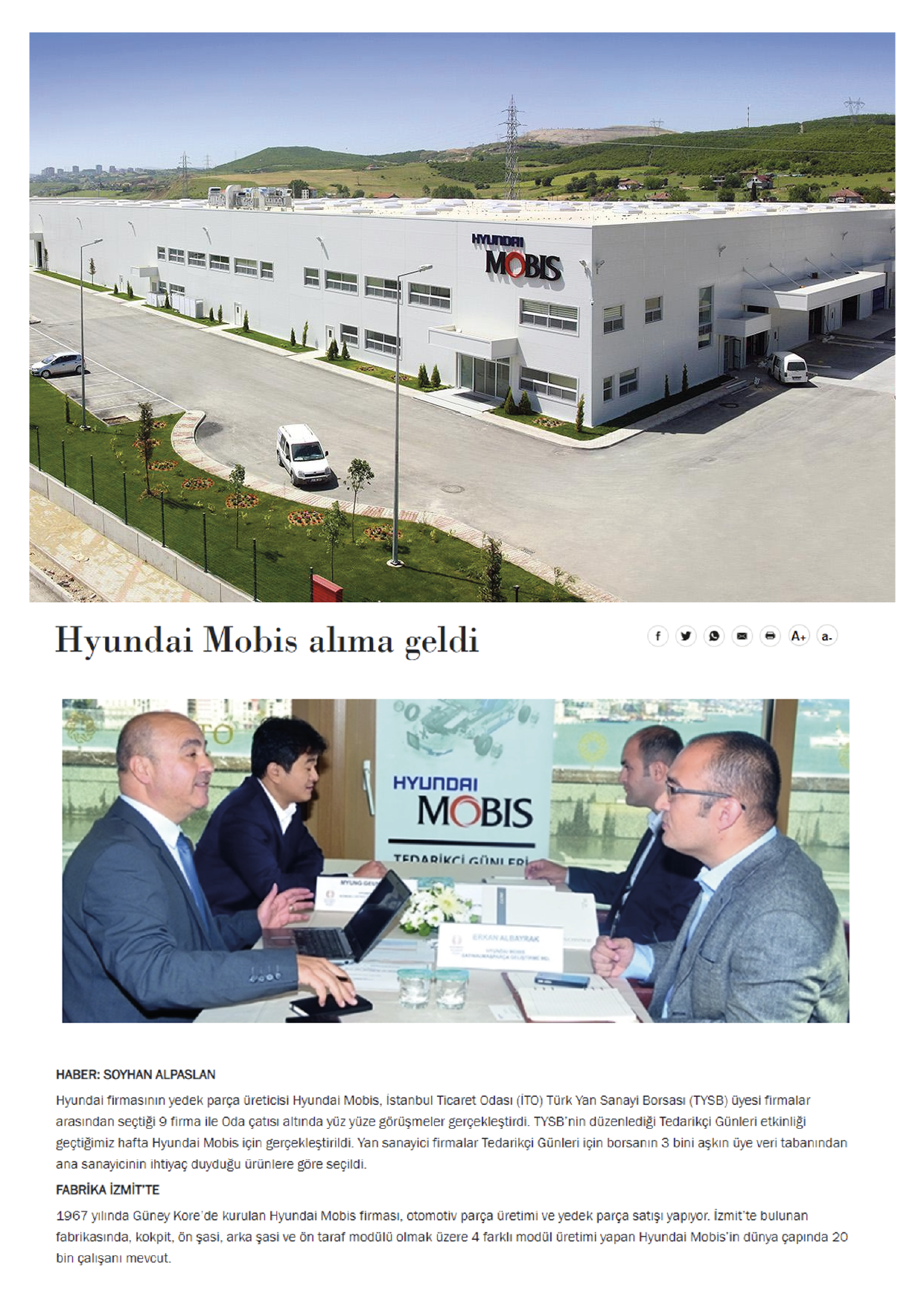 Hyundai Mobis Otomativ Parcalari Uretim Tesisi