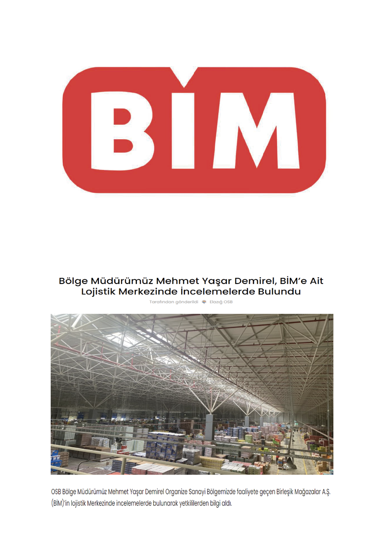 Bim Elazig Bolge Lojistik Merkezi