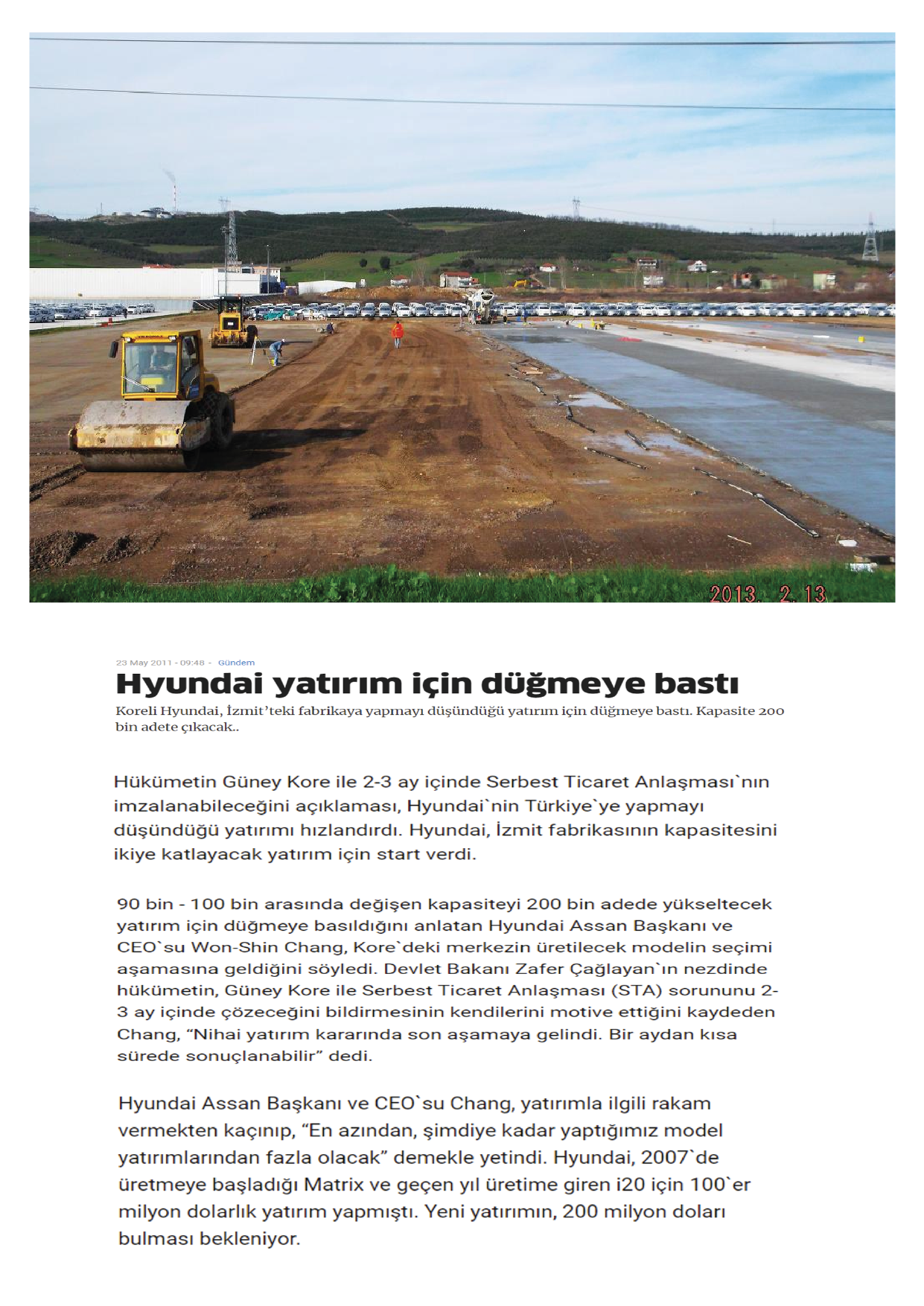 Hyundai Assan Pdi Stok Sahasi Duzenleme Ve Beton Isleri