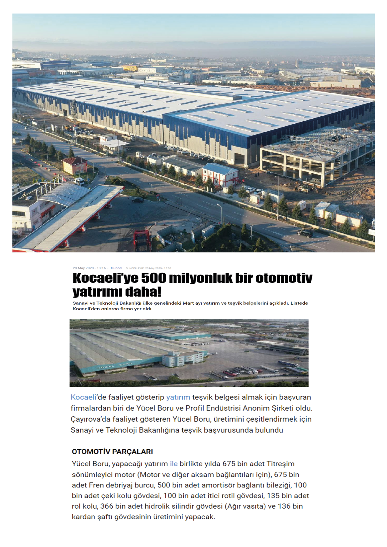 Yucel Boru Hassas Boru Uretim Tesisi