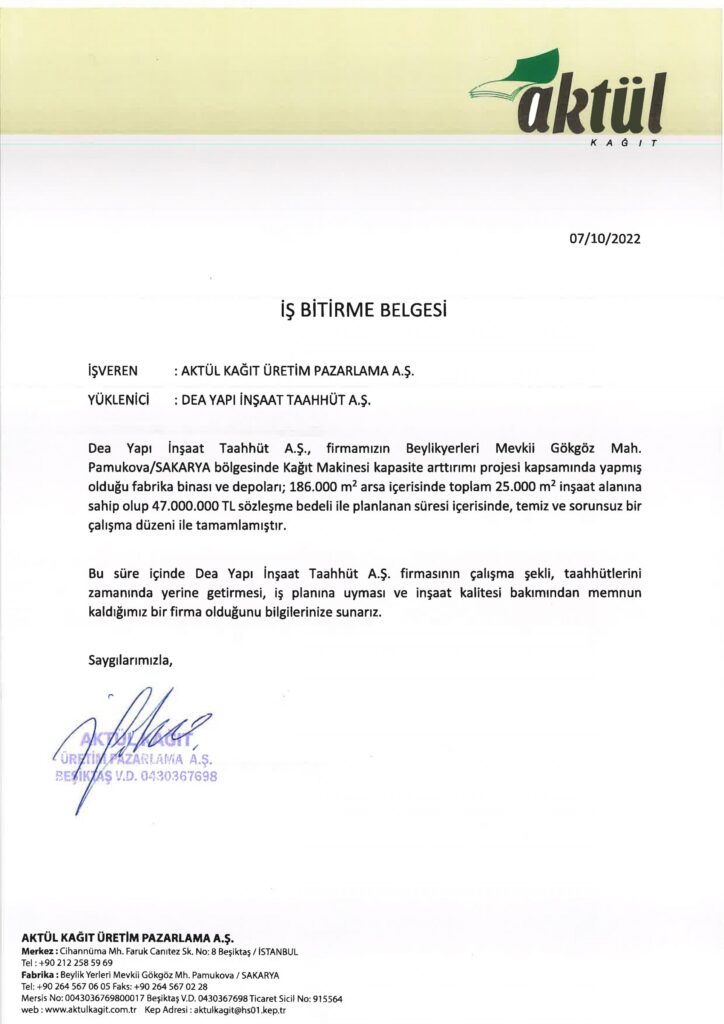 İş Bitirme Belgeleri