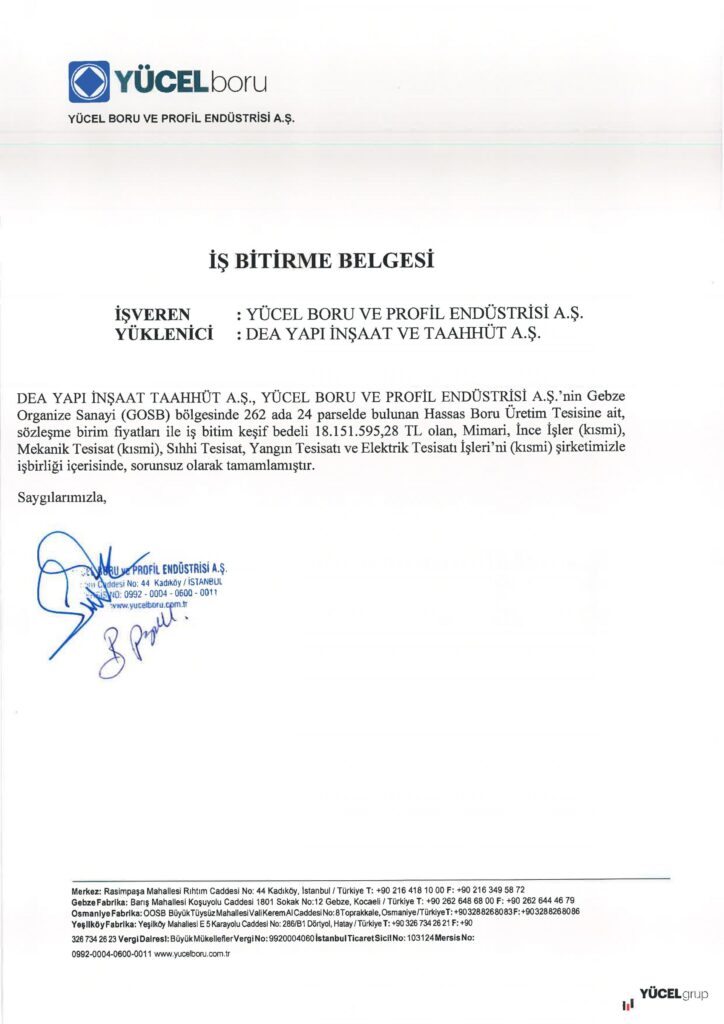 İş Bitirme Belgeleri