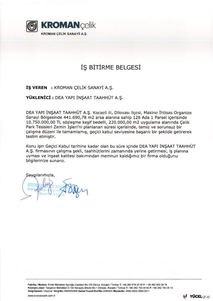 İş Bitirme Belgeleri