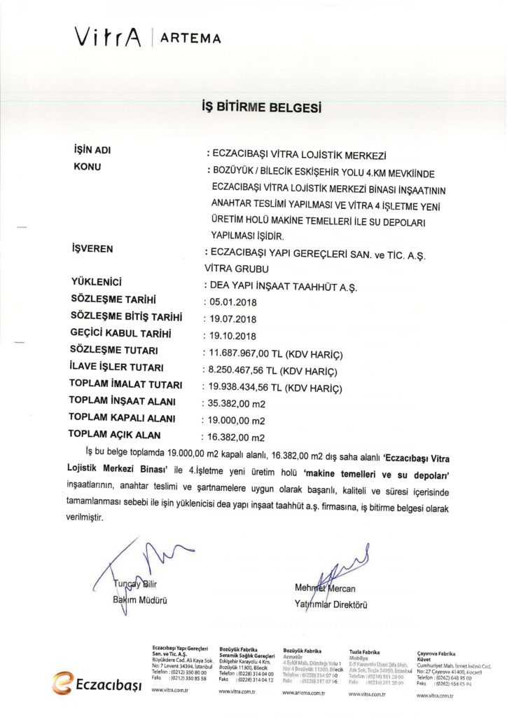 İş Bitirme Belgeleri