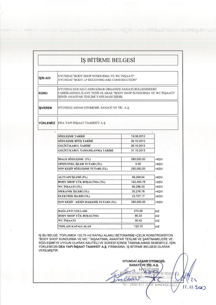 İş Bitirme Belgeleri