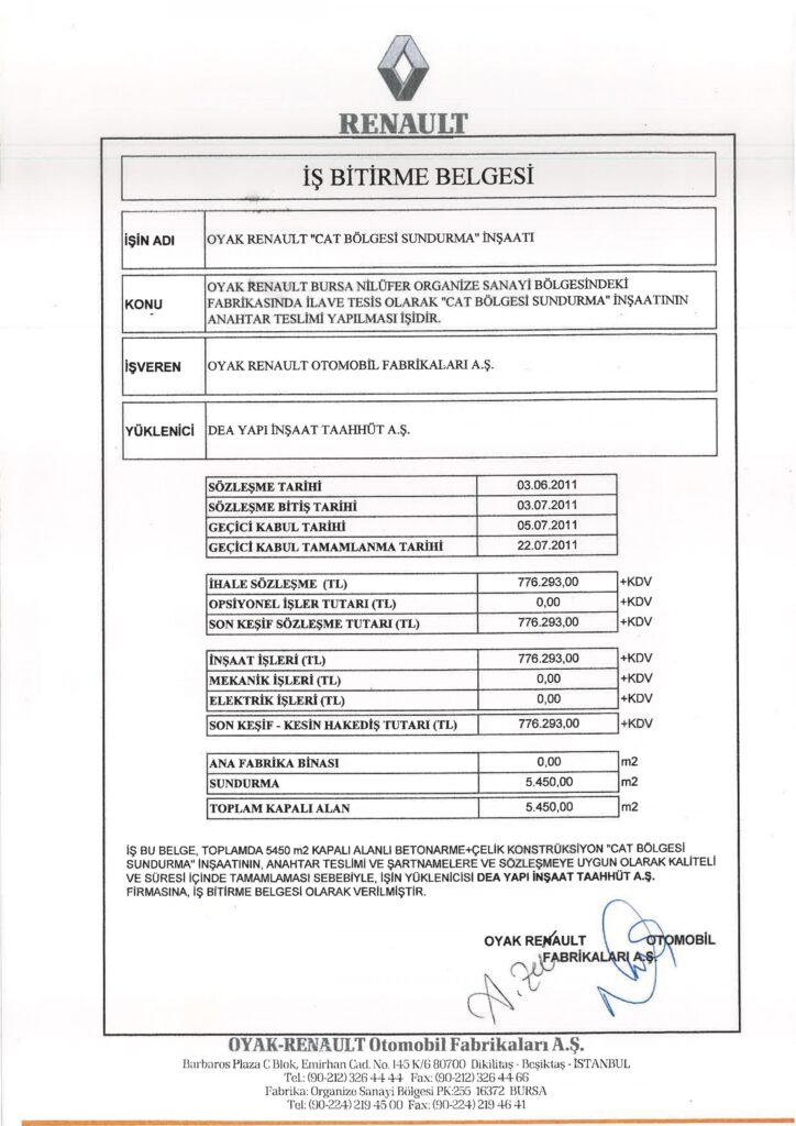 İş Bitirme Belgeleri