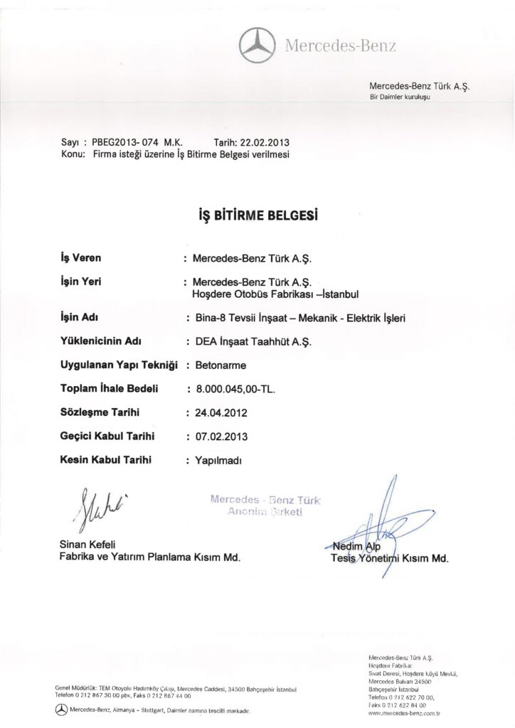 İş Bitirme Belgeleri