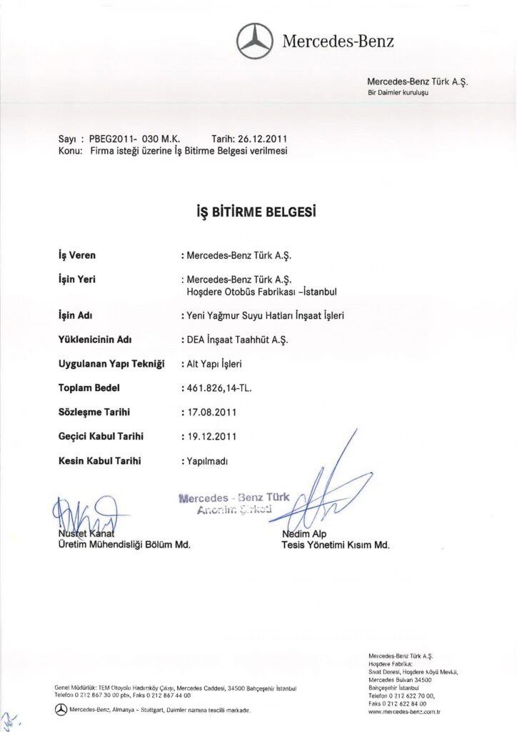 İş Bitirme Belgeleri