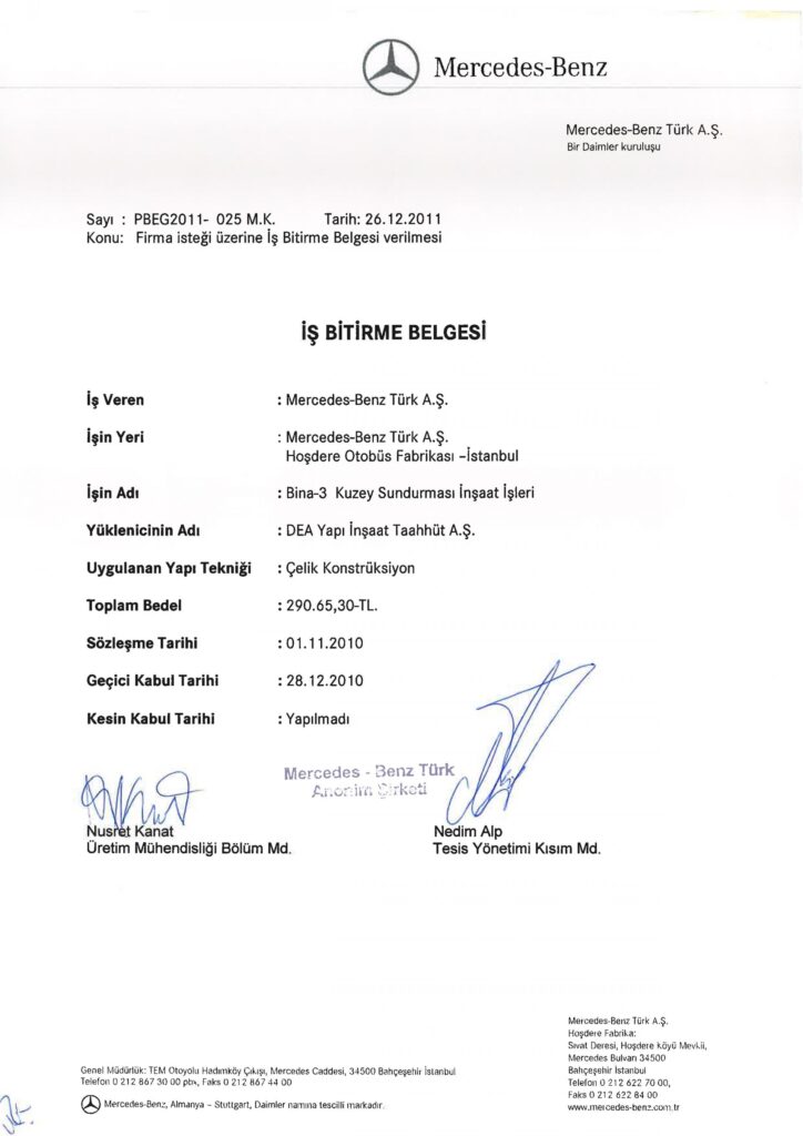 İş Bitirme Belgeleri