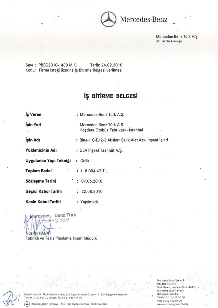 İş Bitirme Belgeleri