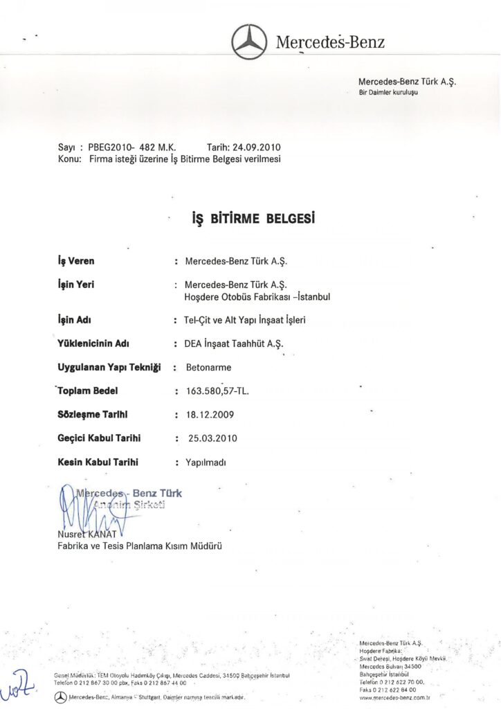 İş Bitirme Belgeleri