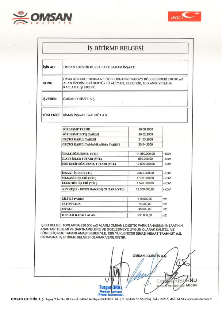 İş Bitirme Belgeleri