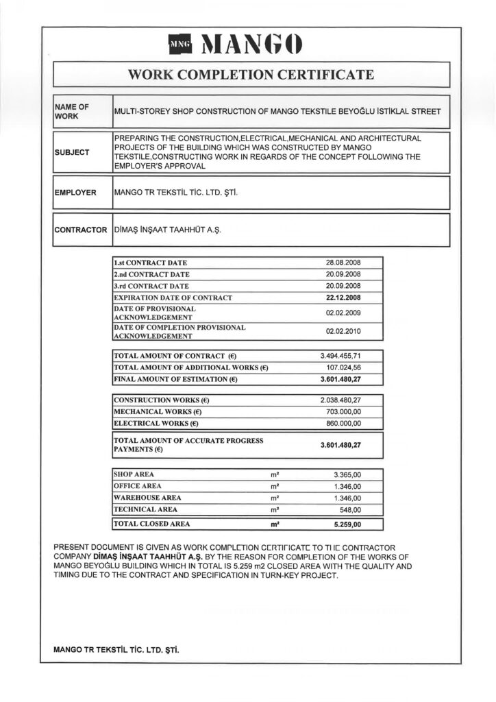 İş Bitirme Belgeleri