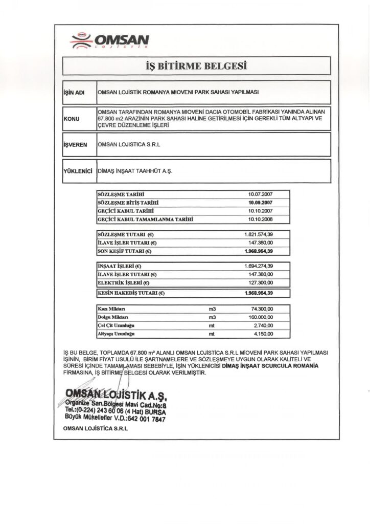 İş Bitirme Belgeleri